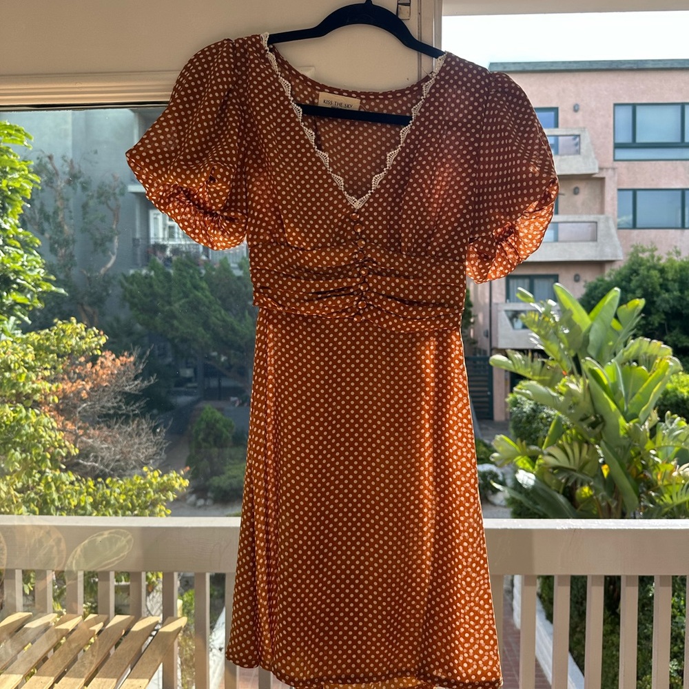 Brown polka dot dress- vintage